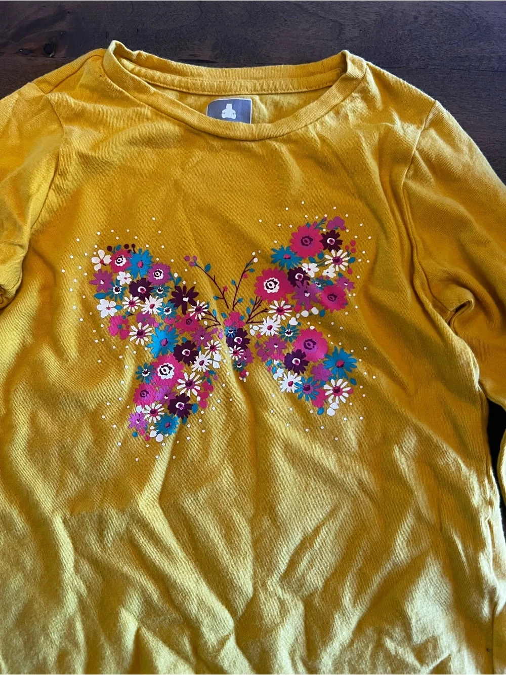 GAP Girls Mustard Floral Butterfly Long Sleeve Top 4T